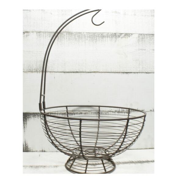 Metal Fruit Basket Banana Hanger Farmhouse Country - Picture 1 of 2
